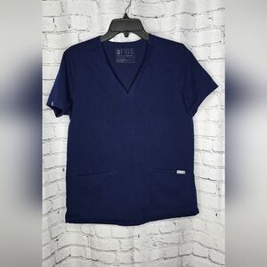 Figs Technical Collection Navy Blue Scrub Top Size Small